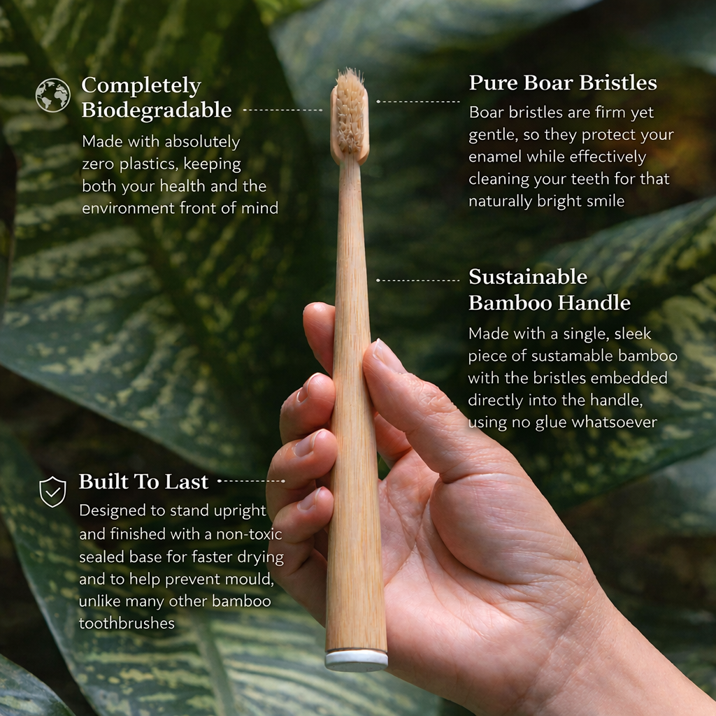 RELORA Boar Bristle & Bamboo Toothbrush (4 Pack)