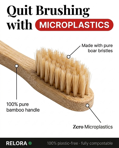 RELORA Boar Bristle & Bamboo Toothbrush (4 Pack)